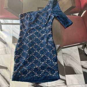 Mystic Blue Asymmetrical One-Shoulder Cocktail Dress